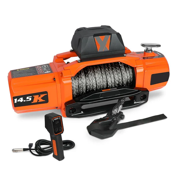 12V Electric Recovery Winch 14,500 LBS with Synthetic Rope for SUV, Jeep, Truck & 4WD