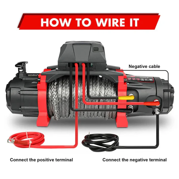 12V Electric Winch 13,500 LBS with Synthetic Rope & 2-in-1 Wireless Remote for Off-Road, Towing, and Trucks