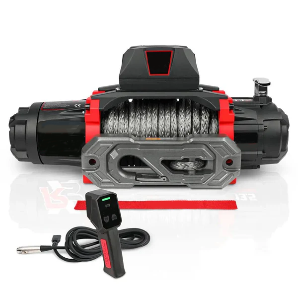 12V Electric Winch 13,500 LBS with Synthetic Rope & 2-in-1 Wireless Remote for Off-Road, Towing, and Trucks
