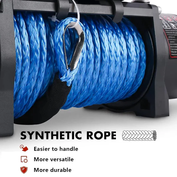 12V Electric Winch 13,000 LBS with Synthetic Rope for SUV, Jeep, Truck & 4WD