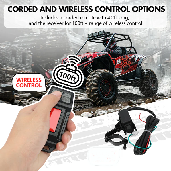 12V 2S Series Electric Winch 6,000 LBS with 15M Synthetic Rope for ATV, UTV, Boat & Trailer