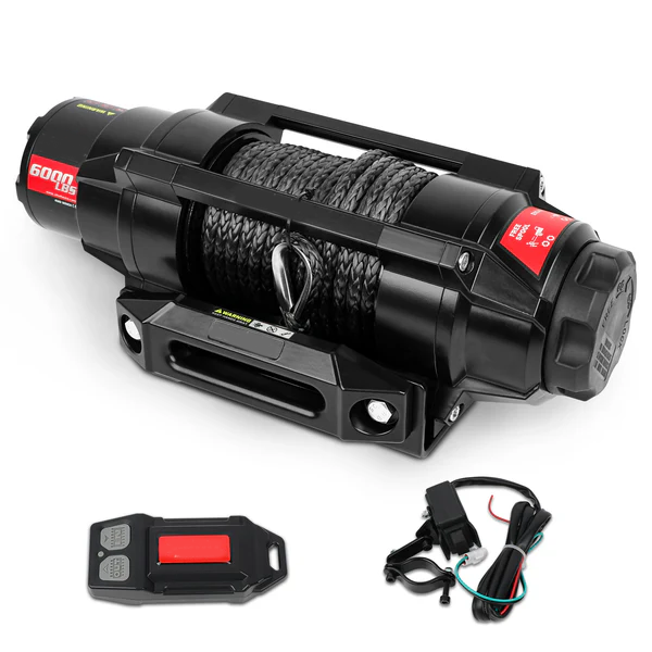 12V 2S Series Electric Winch 6,000 LBS with 15M Synthetic Rope for ATV, UTV, Boat & Trailer