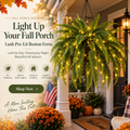 🍂 💛Light Up Your Fall Porch - Glowing Boston Ferns with Lights – 🌿 Zero Watering, Zero Maintenance