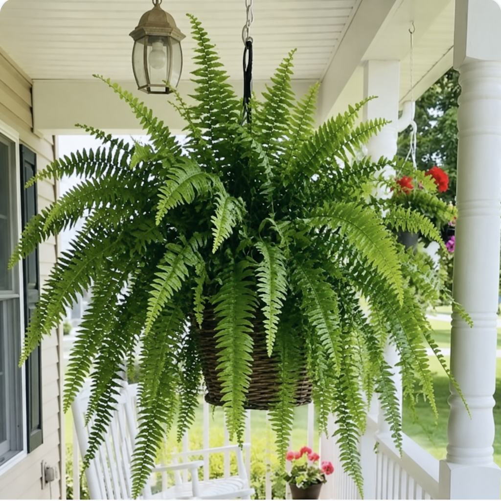 🍂 💛Light Up Your Fall Porch - Glowing Boston Ferns with Lights – 🌿 Zero Watering, Zero Maintenance
