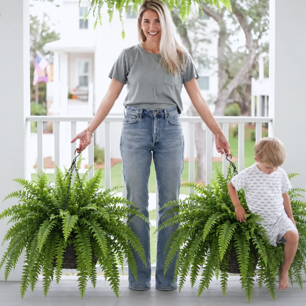 🍂 💛Light Up Your Fall Porch - Glowing Boston Ferns with Lights – 🌿 Zero Watering, Zero Maintenance